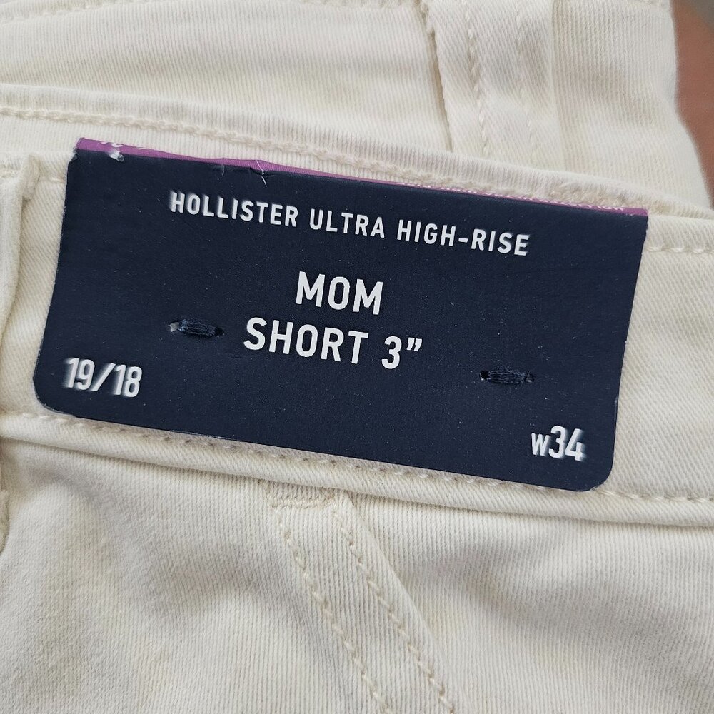 NWT Hollister Cotton Casual Cream Shorts Size 34W Ultra High Rise Maternity - Picture 5 of 6